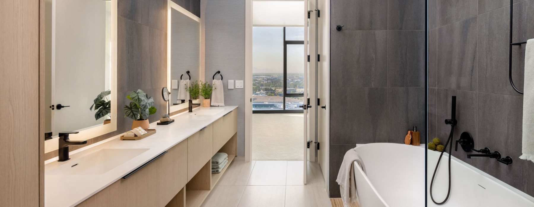 One river north apartment bathroom in Denver 